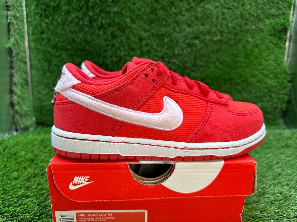 Nike Dunk Low FZ3549-612 Athletic Sneaker Shoes Unisex 1Y Red Leather Walking